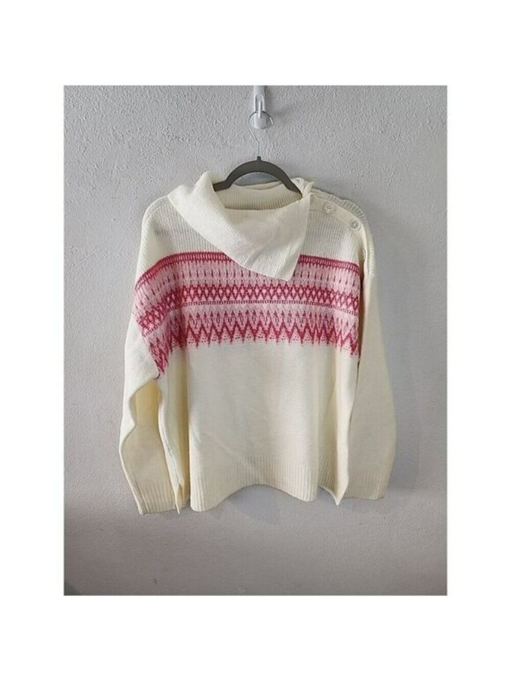 Talbots Pullover Sweater XL Nordic Fair Isle NWT Soft Comfy Pink White